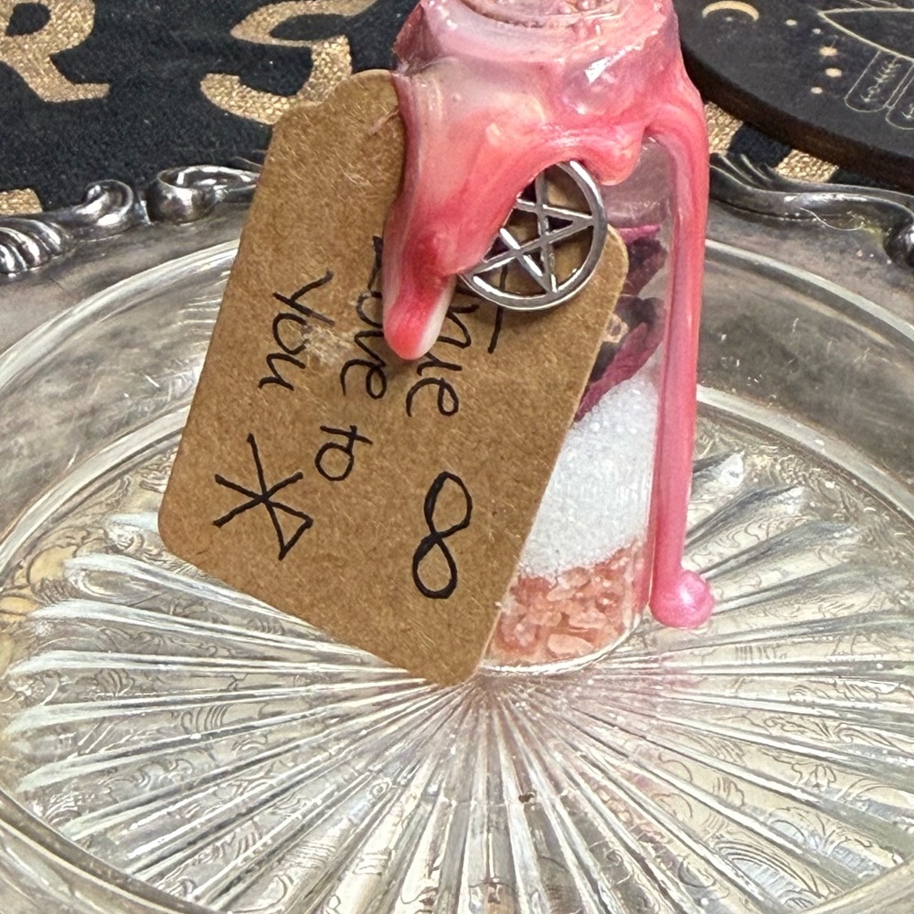 Pink and White Decorative Bottle with Charm